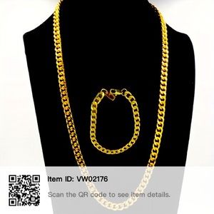 18 karat gold plated, necklace, and bracelet set